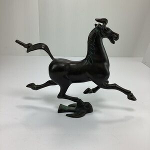 Vintage Brass Horse Statue Figure Equestrian Galloping Running 7-3/4"